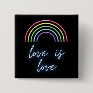 Chapa Cuadrada Neon Love is Love Rainbow