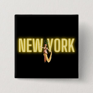 Chapa Cuadrada Neon Nueva York y bellezas vintage  
