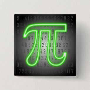 Chapa Cuadrada Neón verde Pi Day
