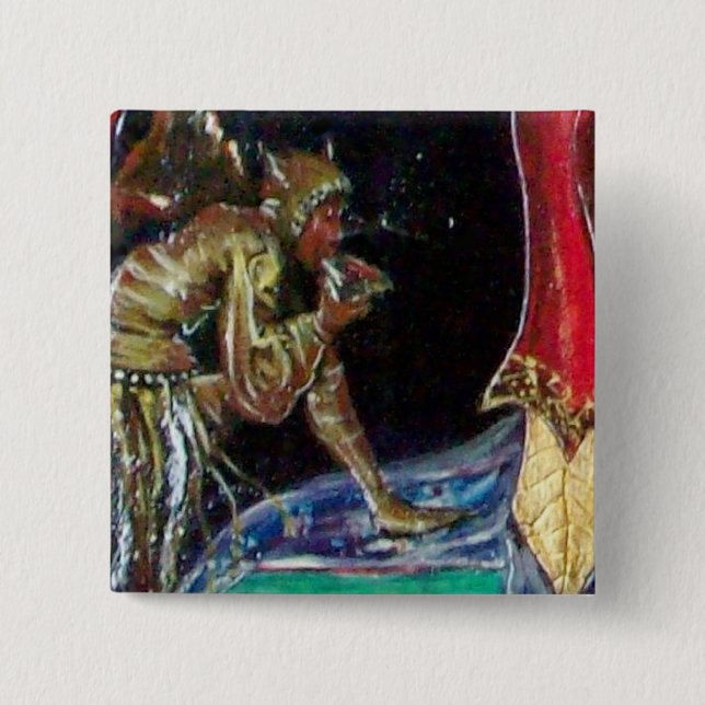 Chapa Cuadrada NEUROMANCER, rojo azul (Anverso)