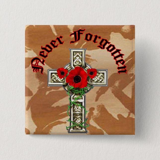 Chapa Cuadrada Never Forgotten (Anverso)