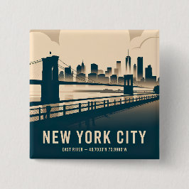 Chapa Cuadrada New York City Skyline Minimalist Art Vintage River