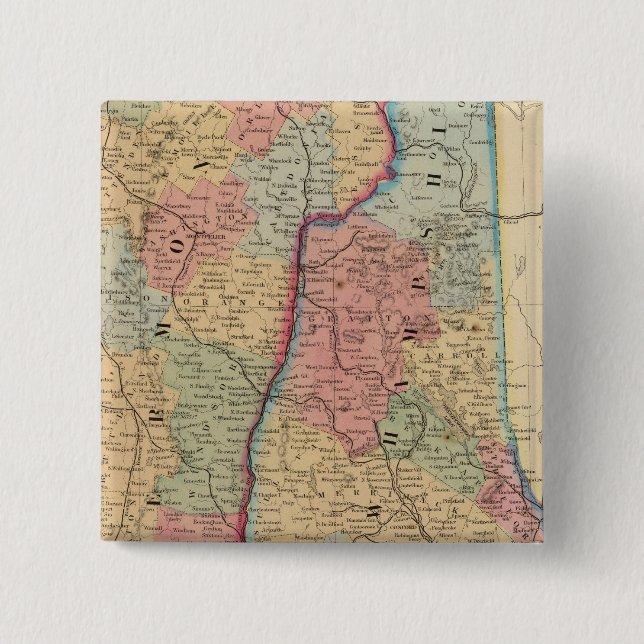 Chapa Cuadrada NH, Mapa Vermont de Mitchell (Anverso)