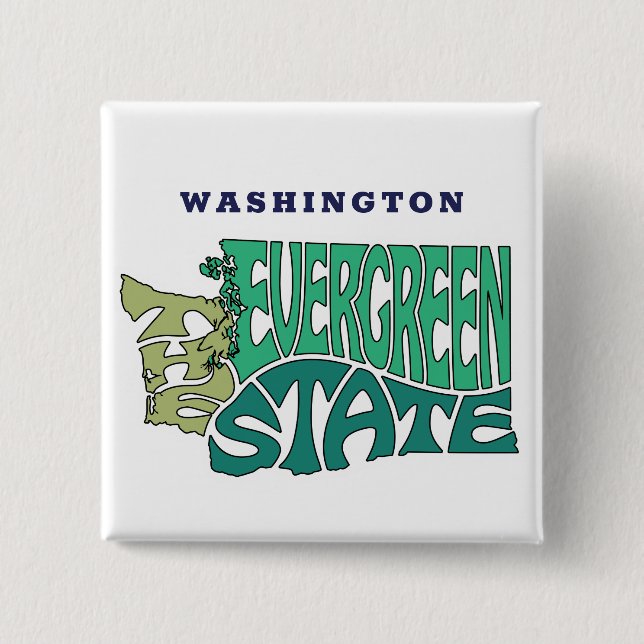 Chapa Cuadrada Nickname Word Art de Washington State (Anverso)