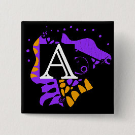 Chapa Cuadrada Nido de pájaro - Carta inicial personalizada A