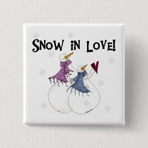 Chapa Cuadrada Nieve en amor Camisetas y regalos de Snowman