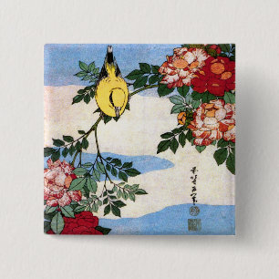 Chapa Cuadrada Nightingale y Rosas Bella Artes japonés de Hokusa