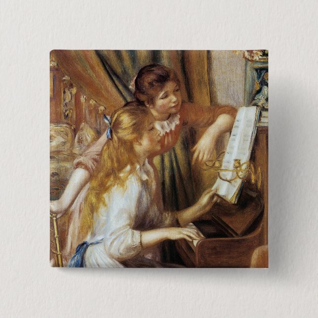 Chapa Cuadrada Niñas al piano (Anverso)