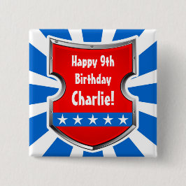 Chapa Cuadrada Ninja Patriotic Warrior Boys Niños Fiesta de cumpl