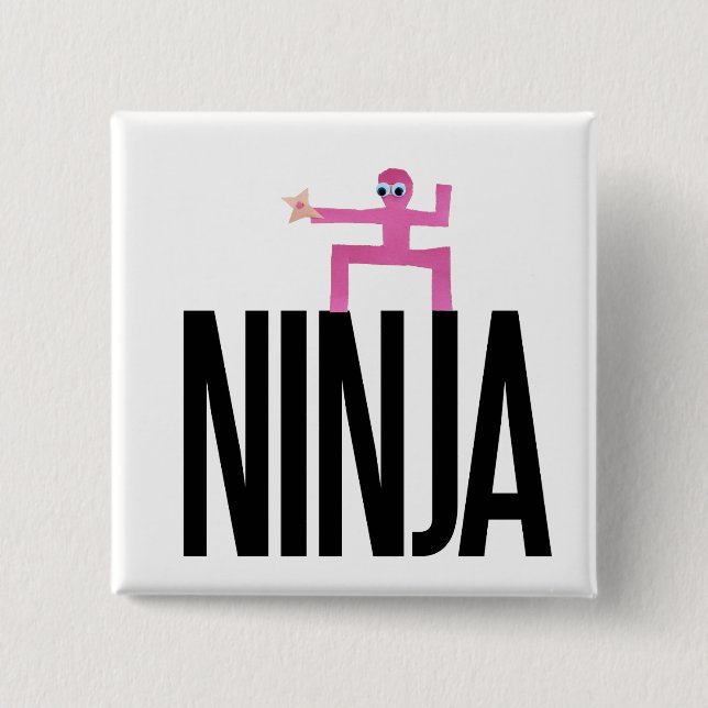 Chapa Cuadrada Ninja rosa (Anverso)