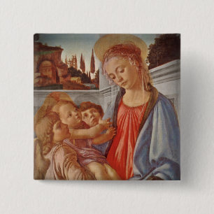 Chapa Cuadrada Niño de Madonna Cristo y dos ángeles