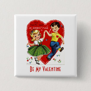 Chapa Cuadrada Niños bailando retro Valentine