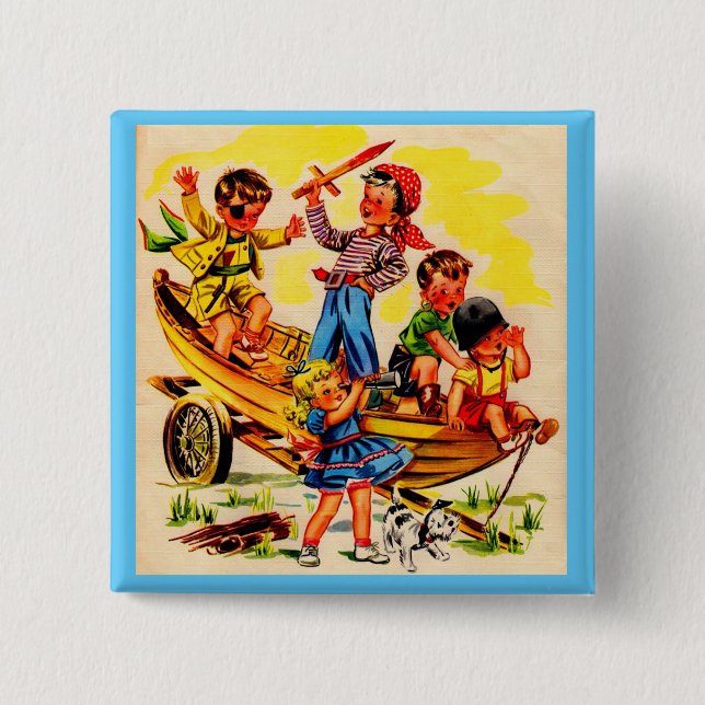Chapa Cuadrada niños jugando pirata (Anverso)