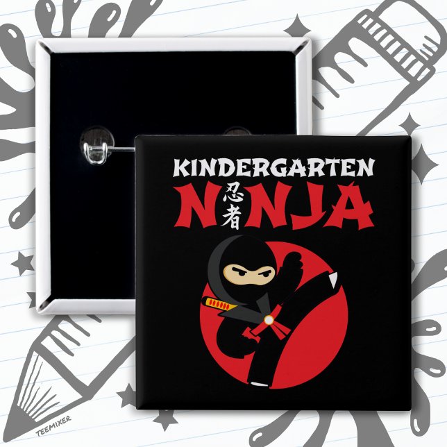 Chapa Cuadrada Niños Ninja Kick El Primer Día De Vuelta A La Escu (Subido por el creador)