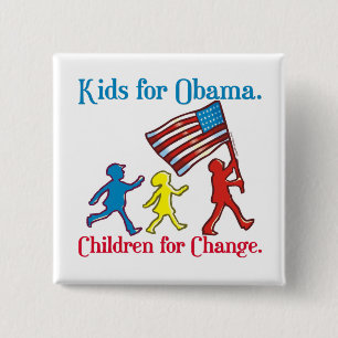 Chapa Cuadrada Niños para Obama