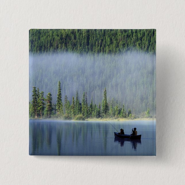 Chapa Cuadrada Niños pescando en el lago Waterfowl, Banff Nationa (Anverso)