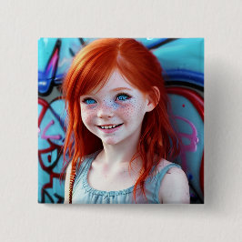 Chapa Cuadrada Niños tribales | Bonito Pequeño Chica Redhead