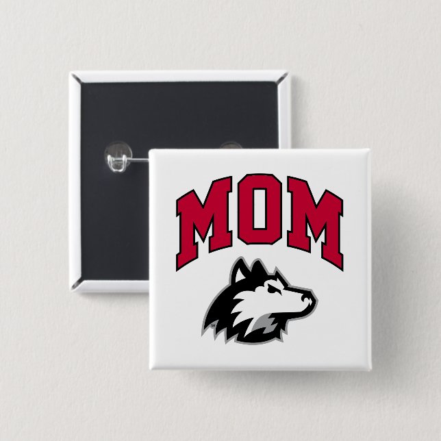 Chapa Cuadrada NIU Huskies Mom (Anverso y reverso)