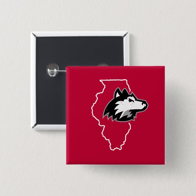 Chapa Cuadrada NIU Huskies State Love (Anverso y reverso)