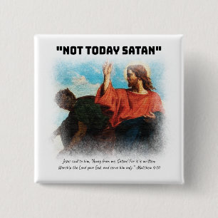 Chapa Cuadrada No hoy Satan Matthew 4:10 Negro