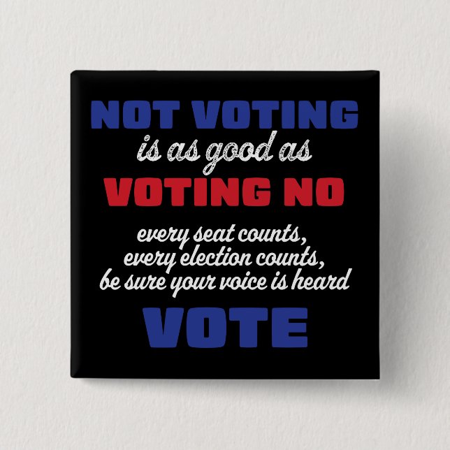 Chapa Cuadrada No votar es tan bueno como votar no (Anverso)