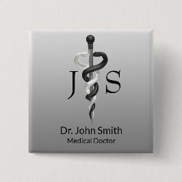 Chapa Cuadrada Noble médico elegante blanco negro álabo elegante