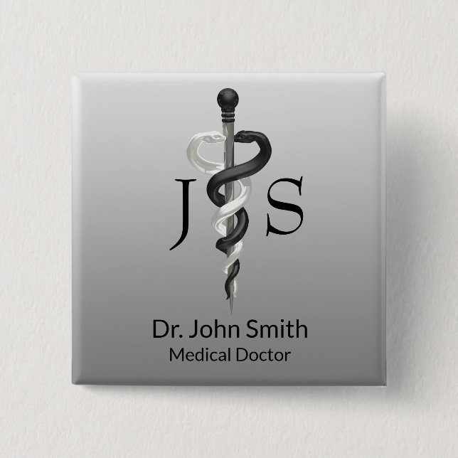 Chapa Cuadrada Noble médico elegante blanco negro álabo elegante (Anverso)