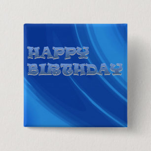 Chapa Cuadrada Noche de cumpleaños feliz para las olas azules rea