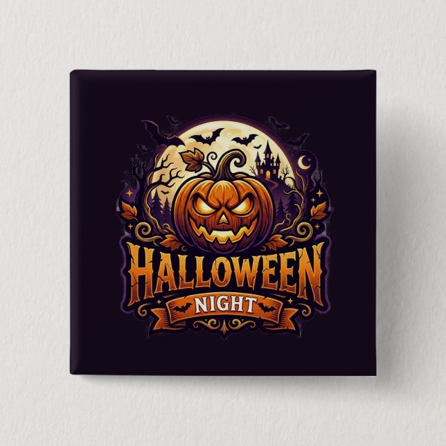 Chapa Cuadrada Noche de Halloween (Anverso)