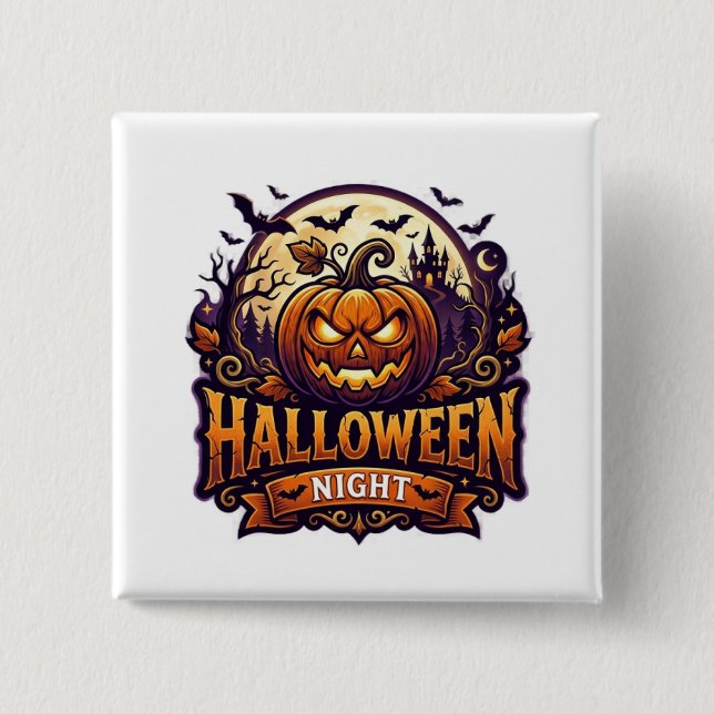 Chapa Cuadrada Noche de Halloween (Anverso)
