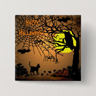Chapa Cuadrada Noche de Halloween, ¡Feliz Halloween!