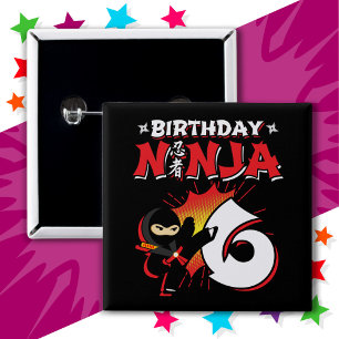 Chapa Cuadrada Noche de historietas de 6 años Ninja 6 cumpleaños