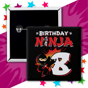 Chapa Cuadrada Noche de historietas de 8 años Ninja Nochevieja