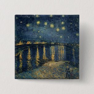 Chapa Cuadrada Noche estrellada de Vincent van Gogh el sobre el
