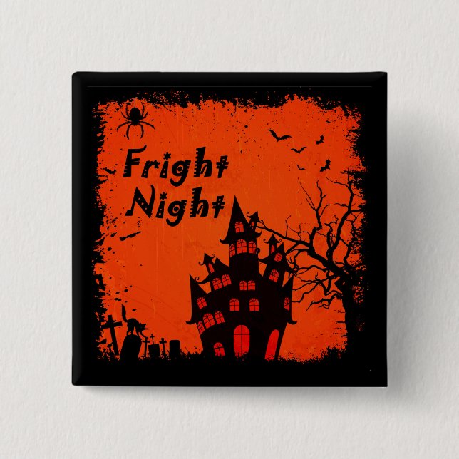 Chapa Cuadrada Noche Fright de Halloween (Anverso)
