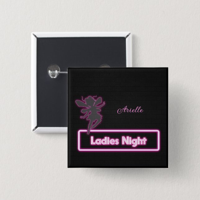 Chapa Cuadrada Noche personalizada para damas con lechones brilla (Anverso y reverso)