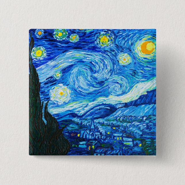 Chapa Cuadrada Noche Van Gogh Starry (Anverso)