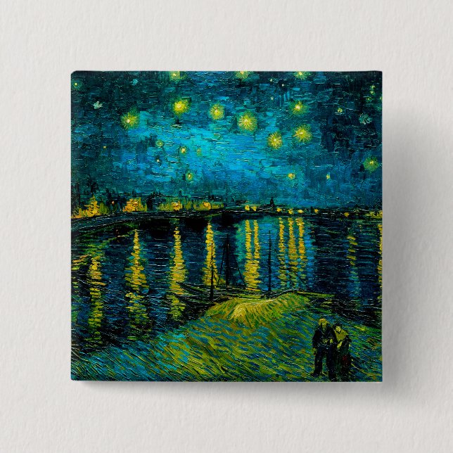 Chapa Cuadrada Noche Van Gogh Starry sobre el Ródano (Anverso)