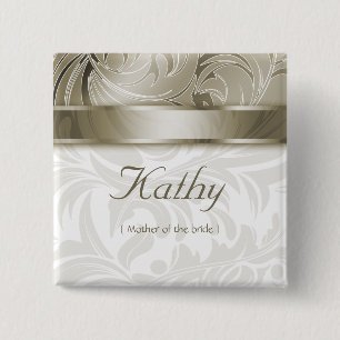 Chapa Cuadrada Nombre Boda Etiqueta Etiqueta Leaf Floral Gold Tau