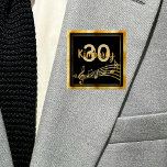 Chapa Cuadrada nombre de notas de oro negro de 30 años<br><div class="desc">Elegante fondo de color negro con falsos billetes de oro y un marco de oro falso para un fiesta de 30 años para él y para ella. Plantillas para edad y nombre. Cartas de oro y número.</div>