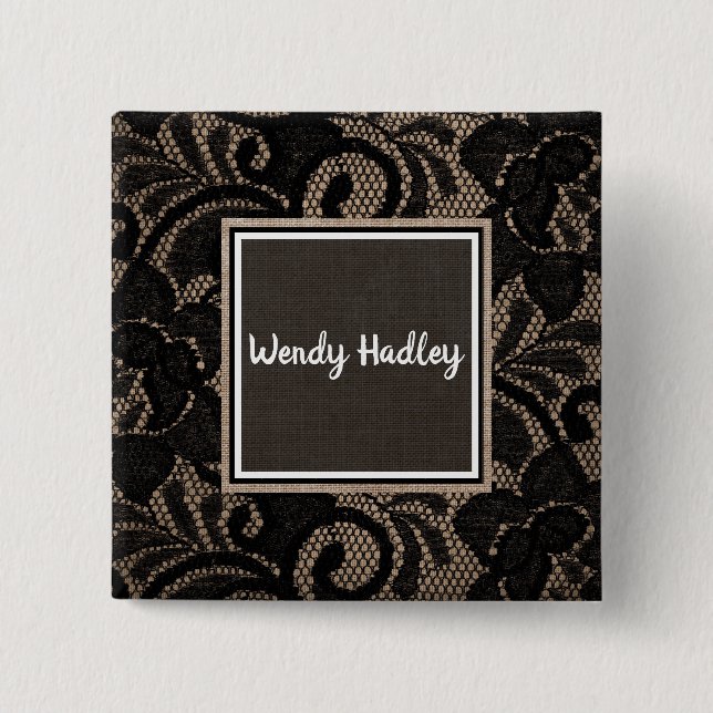 Chapa Cuadrada Nombre del personalizable de línea y encaje (Anverso)