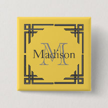 Nombre geométrico gris amarillo del monograma de