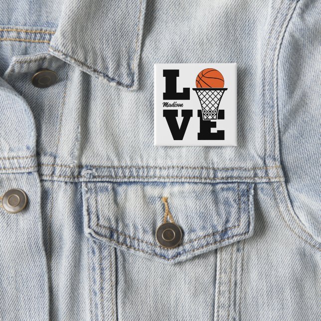 Chapa Cuadrada Nombre personalizado Amor al baloncesto (In situ)