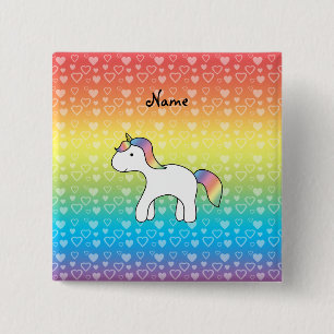 Chapa Cuadrada Nombre personalizado bebé unicornio corazones arco
