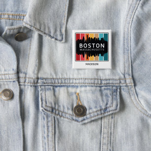 Chapa Cuadrada Nombre personalizado Boston Massachusetts