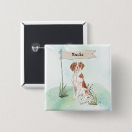 Chapa Cuadrada Nombre personalizado Brittany perro mascota