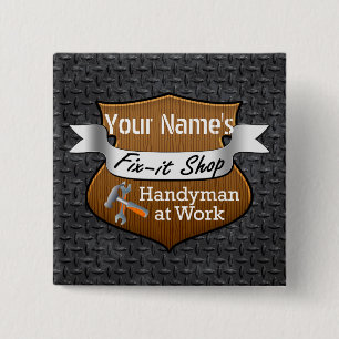 Chapa Cuadrada Nombre personalizado de Handyman Fix-It personaliz