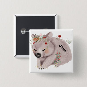 Chapa Cuadrada Nombre personalizado del espectro dorado del bebé