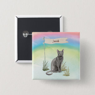 Chapa Cuadrada Nombre personalizado gato azul ruso mascota