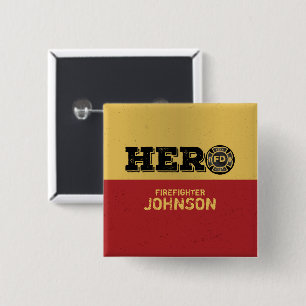 Chapa Cuadrada Nombre personalizado, héroe bombero
